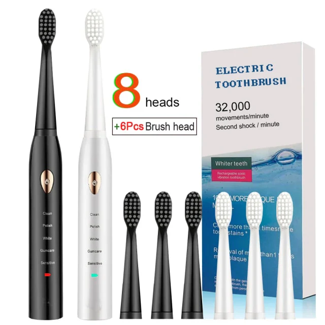 HULIANFU Newest Super Sonic Electric Toothbrushes for Adults Kids Smart Timer Rechargeable Whitening Toothbrush IPX7 with 3 Brush Heads - Deanwangkt