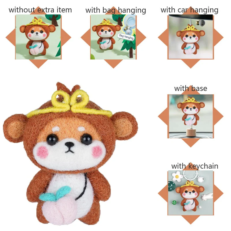 HULIANFU LMDZ Fashion Lovely Wool Felting Fabric Materials Handcraft Needle Felting Kit Doll Twelve zodiac for Needle Material Bag Pack - Deanwangkt