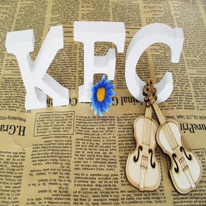 HULIANFU White Wood Letter Alphabet DIY Personalised Name Design Art Crafts Free Standing Xmas Birthday Wedding Party Home Decoration - Deanwangkt