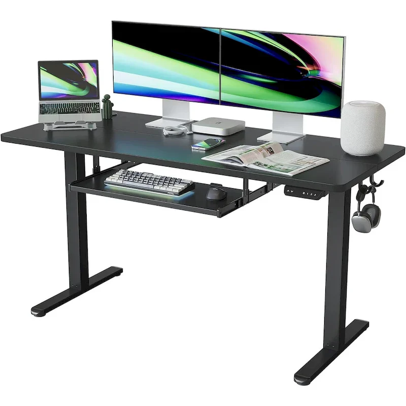 FEZIBO Standing Desk with Keyboard Tray, Electric Height Adjustable Desk, Sit Stand Up Desk, Computer Office Desk