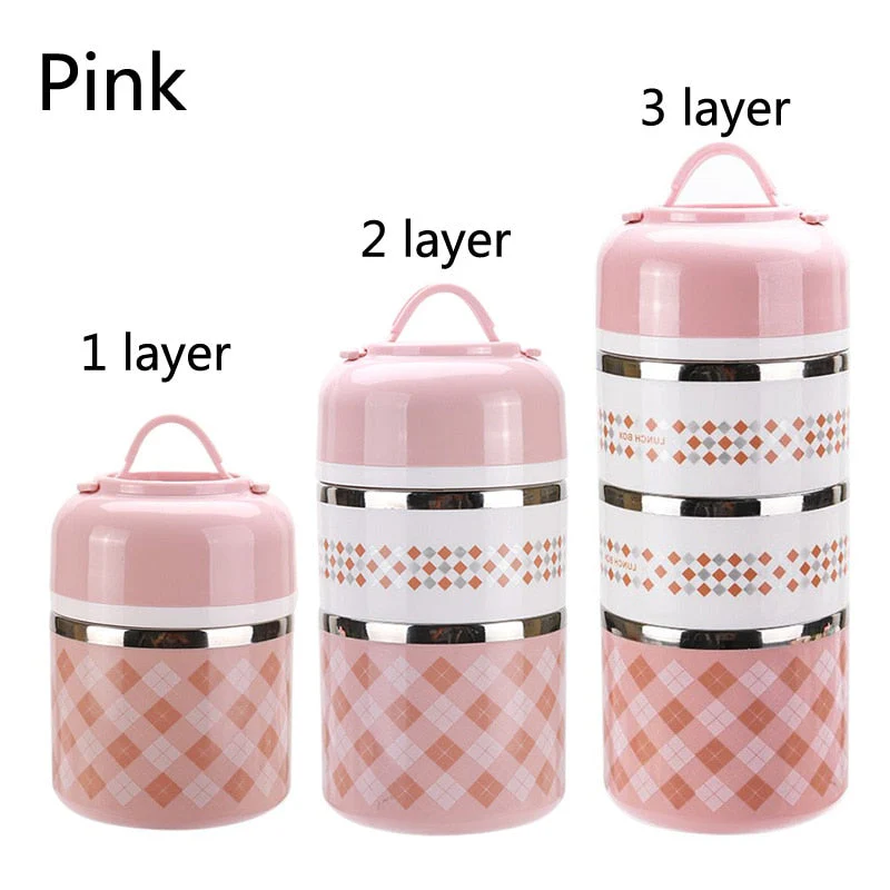 HULIANFU Portable Stainless Steel Thermal Lunch Box for Food Office Lunchbox Bento Boxs Thermos Lunch Box Food Container with Lunch Bag - Deanwangkt