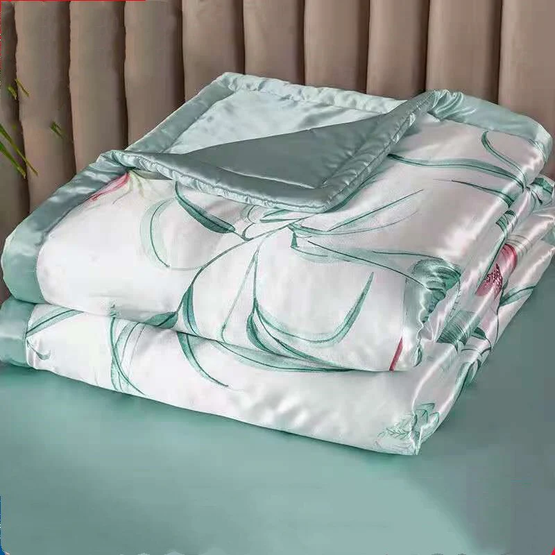 HULIANFU Summer Blanket Ice Silk Quilt Cool Feeling Nap Knee Air Conditioning Quilt Adult Children Washable Bedding - Deanwangkt