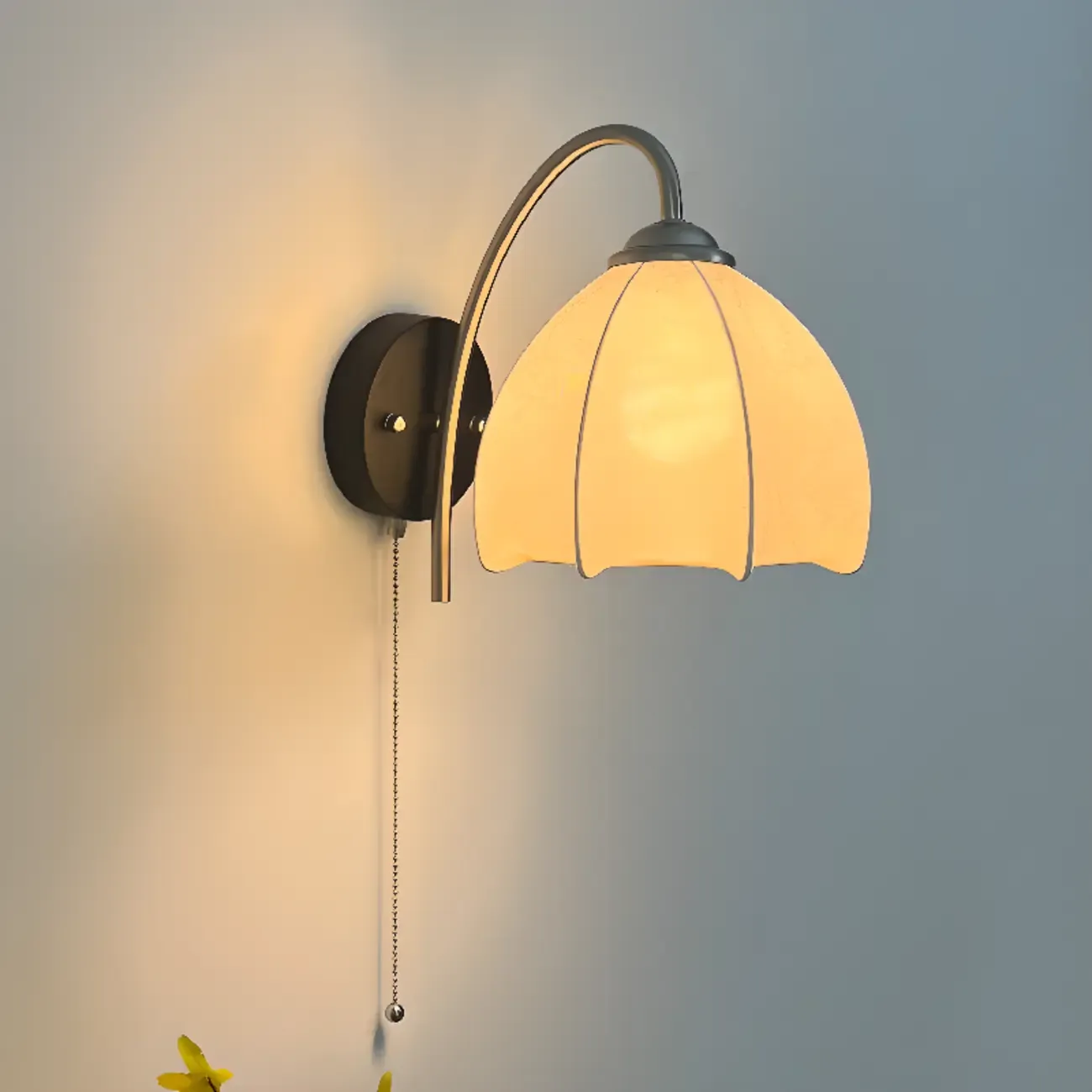 6.5 Vintage Wall Sconce with Cone Fabric Shade for Bedroom