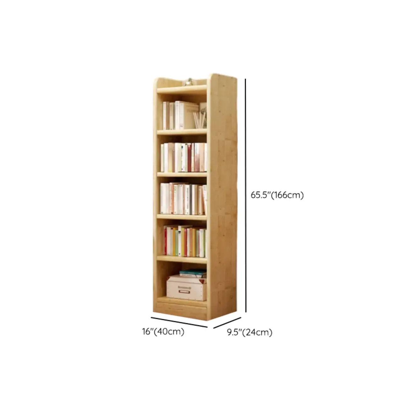 Rustic Vertical 5-Tier Closed Back Wooden Bookshelf