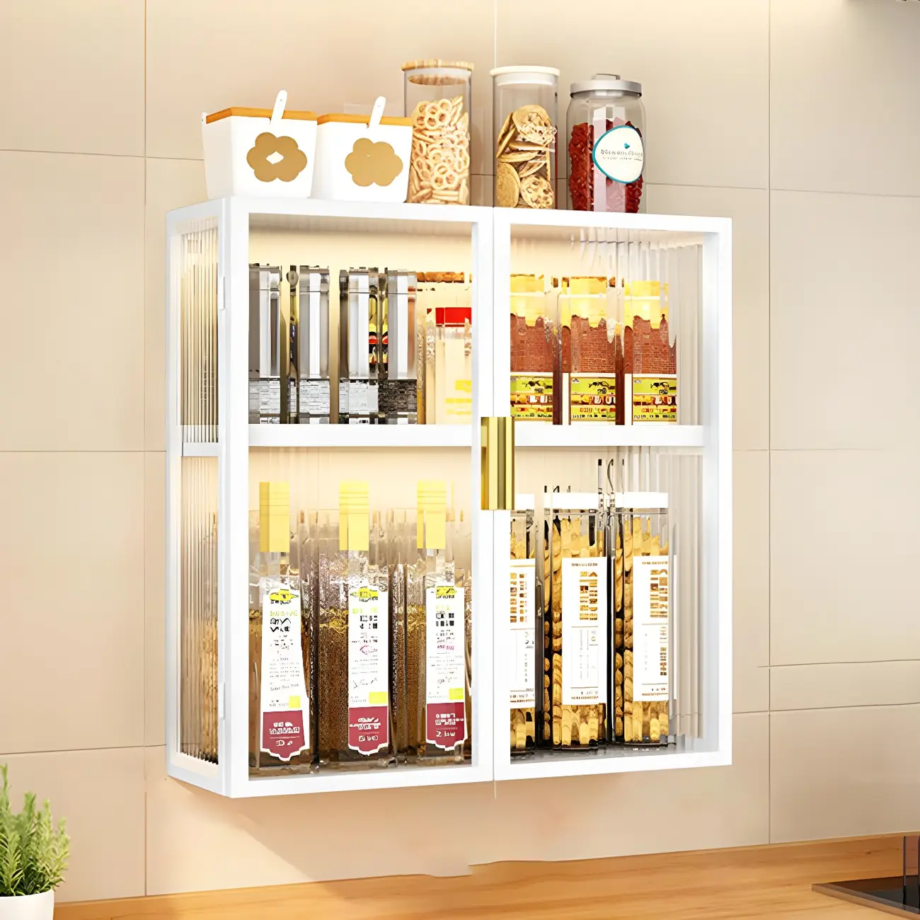 Kitchen Black Modern Metal Floating China Cabinet