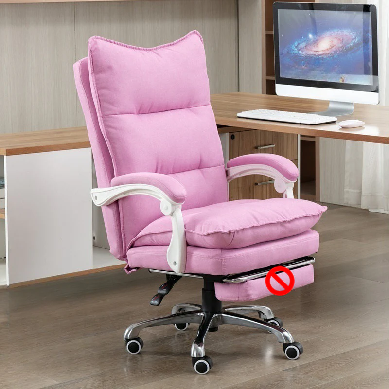 Modern Grey Fabric Office Chair with Footrest