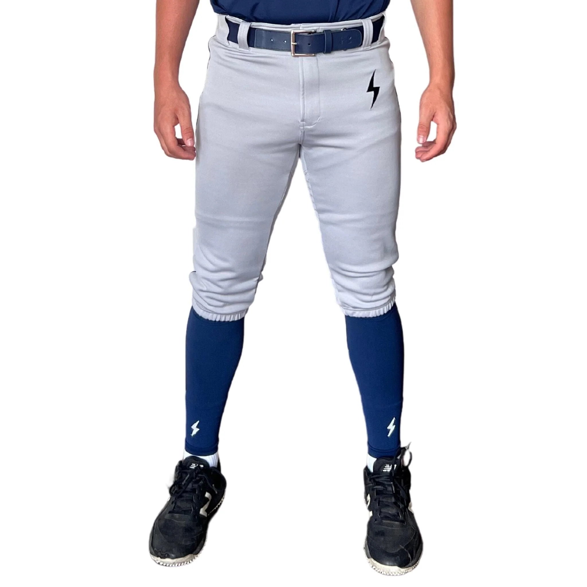 BRUCE BOLT Premium Pro Baseball Knicker - GREY w/ Navy
