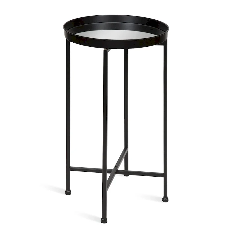 Celia Round Metal Tray/ Foldable Accent Table - 14x14x25.75