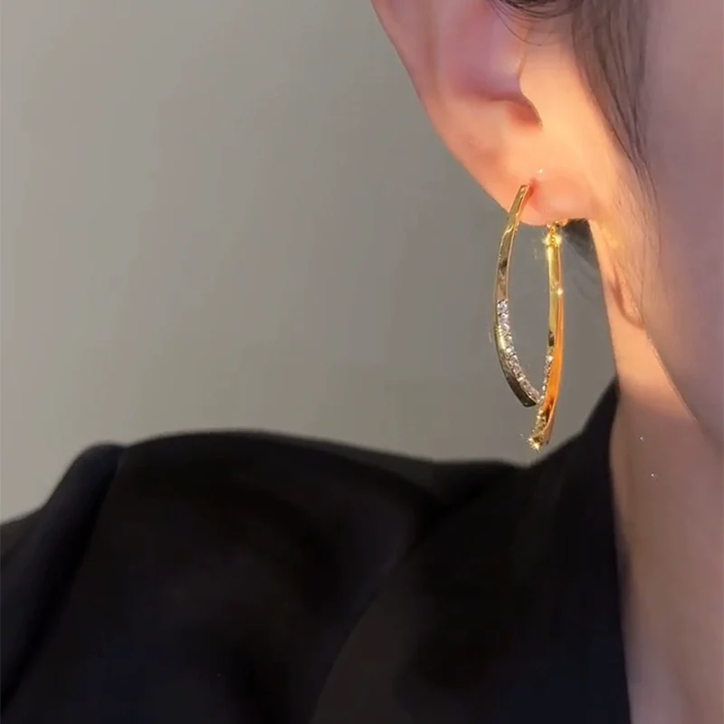 Temperament high-class front and rear diamond-encrusted cross earrings, new trendy niche design, versatile light luxury silver needle earrings - Deanwangkt