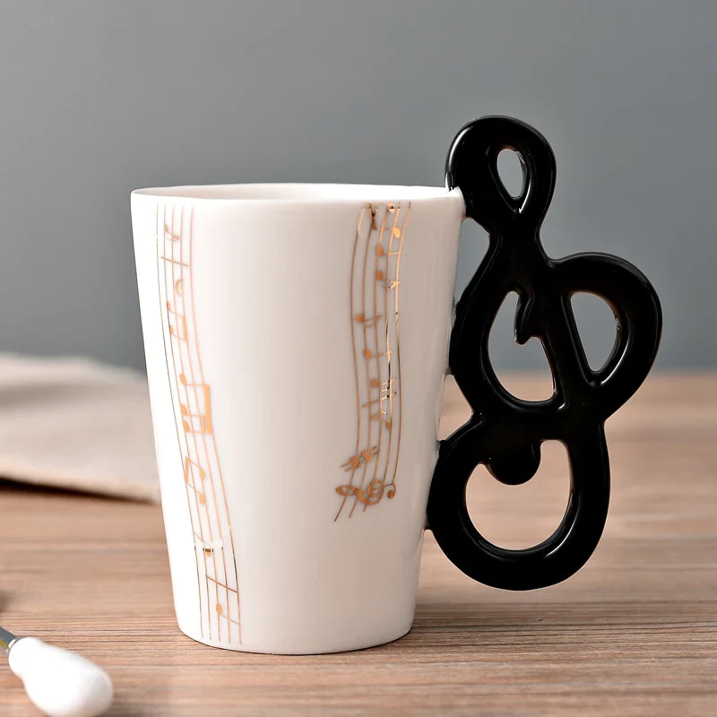 HULIANFU Novelty Music Note Cup Ceramic Guitar Coffee Mugs Personality Tea/Milk/Juice/Lemon Water Bottle Christmas Birthday Gift - Deanwangkt