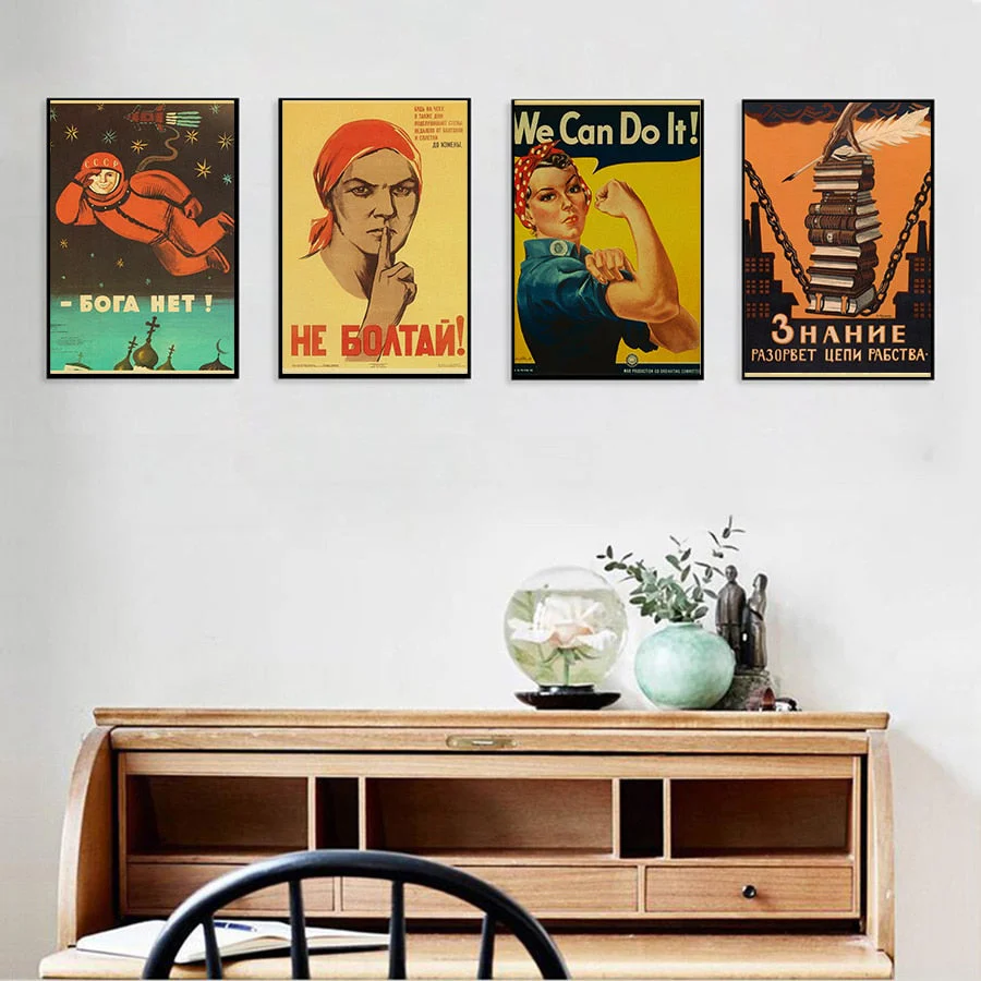 HULIANFU Soviet USSR CCCP Posters Celebrity Stalin Retro Kraft Paper Sticker Vintage Room Home Bar Cafe Decor Aesthetic Art Wall Painting - Deanwangkt