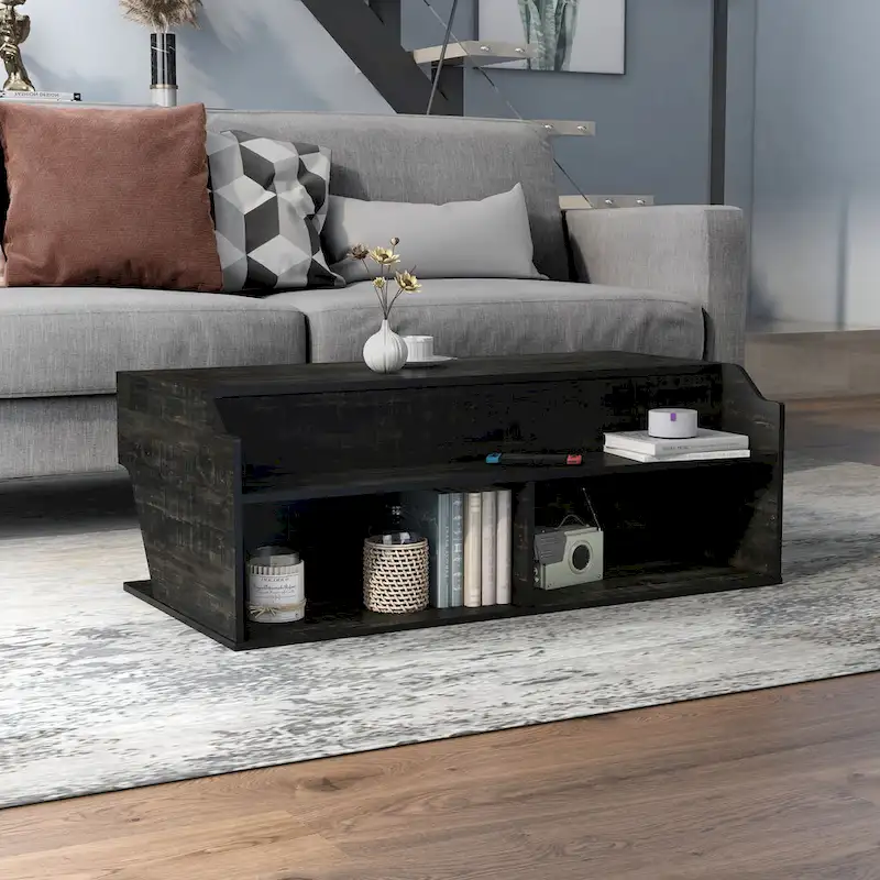 DH BASIC Transitional Black Oak 44-inch Lift-top Coffee Table by Denhour