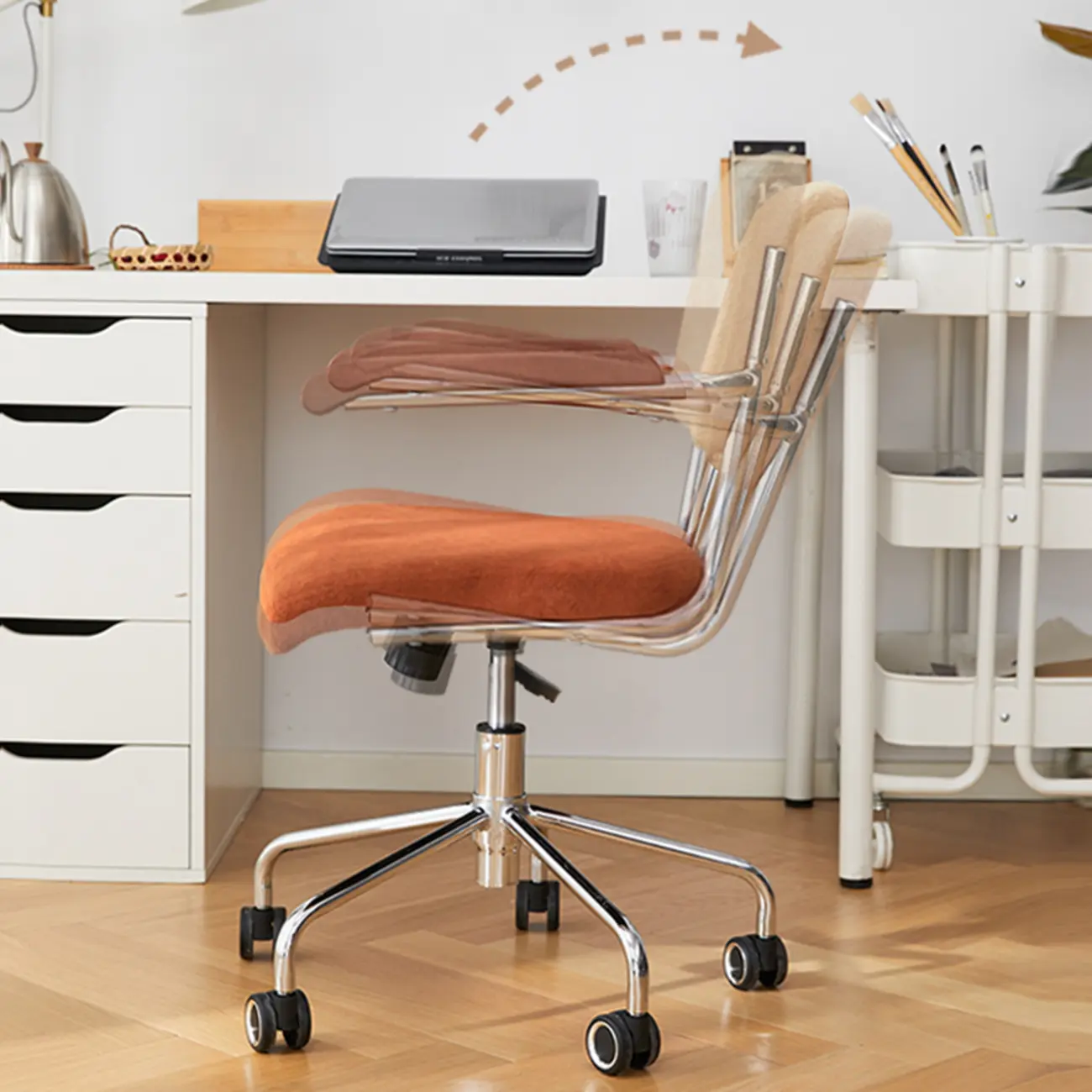 Modern Fabric Metal Frame Adjustable Office Chair