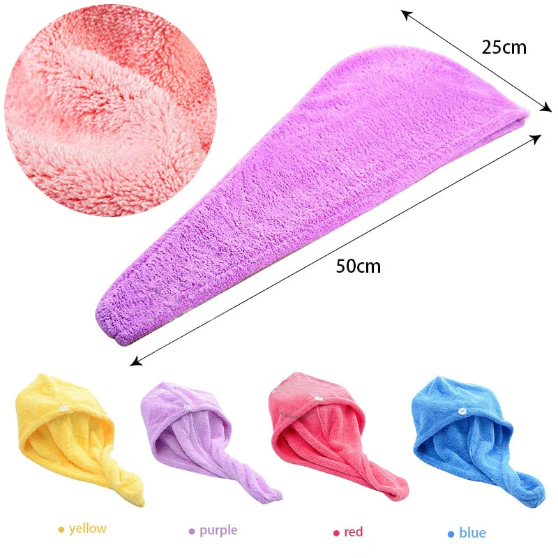 HULIANFU Women Hair Drying Hat Quick-dry Hair Towel Cap Hat Bath Hat Microfiber Solid Towel Cap Super Absorption Turban Hair Dry Cap - Deanwangkt