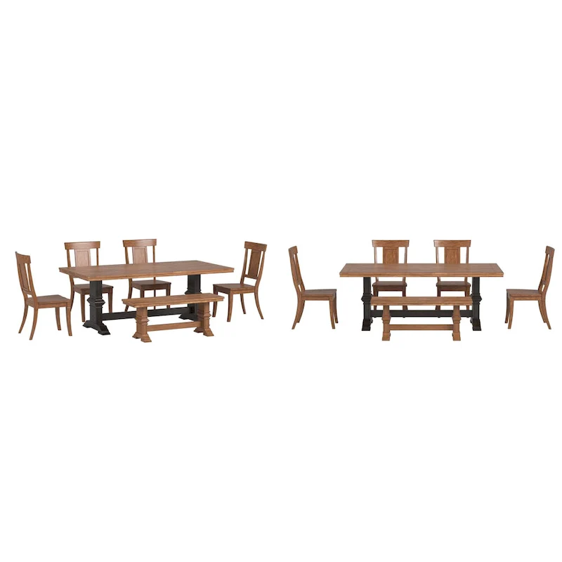 Ronda 78.7 Rectangular Solid Wood Top Dining Set with Panel Back Chairs