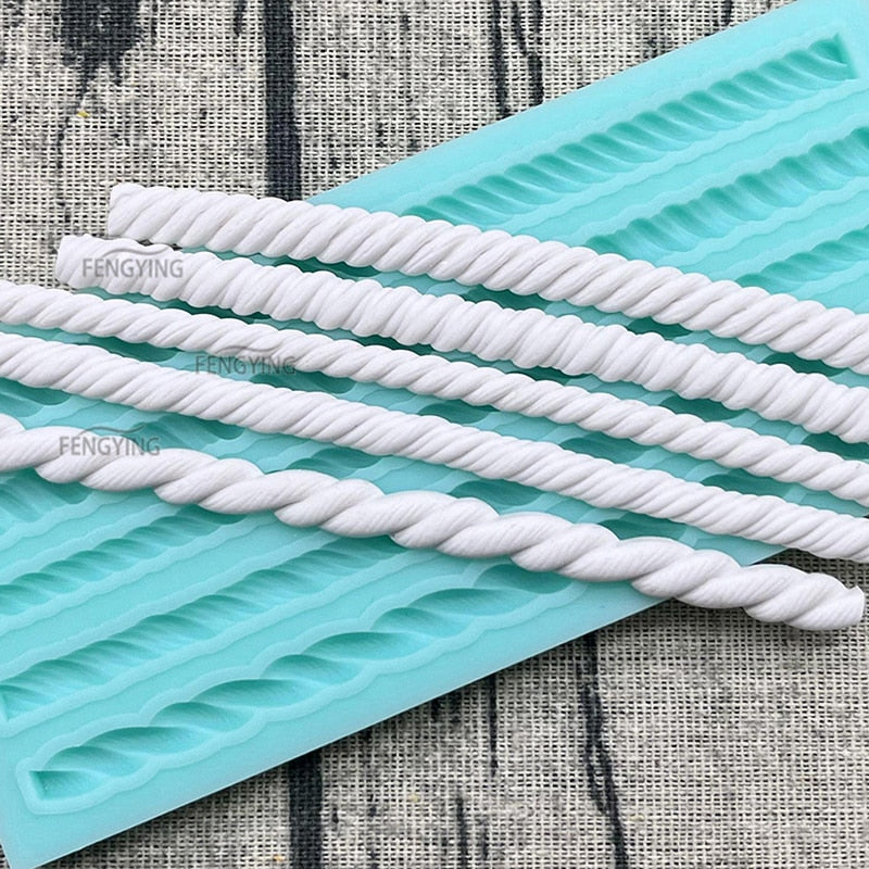 HULIANFU Pearl Rope Wave Flower Gemstone Shape Cake Side Lace Silicone Sugarcraft Mold Fondant Cake Decorating Tools - Deanwangkt