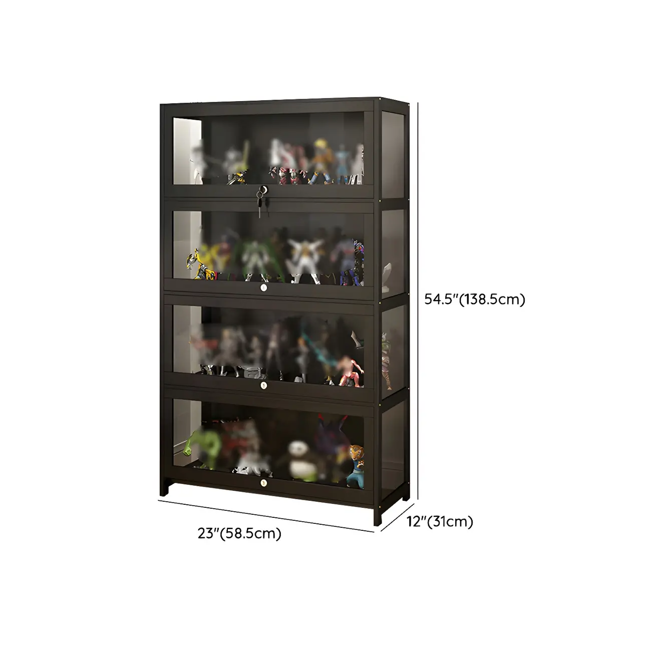 Living Room Modern Black Glass Figurine Display Cabinet