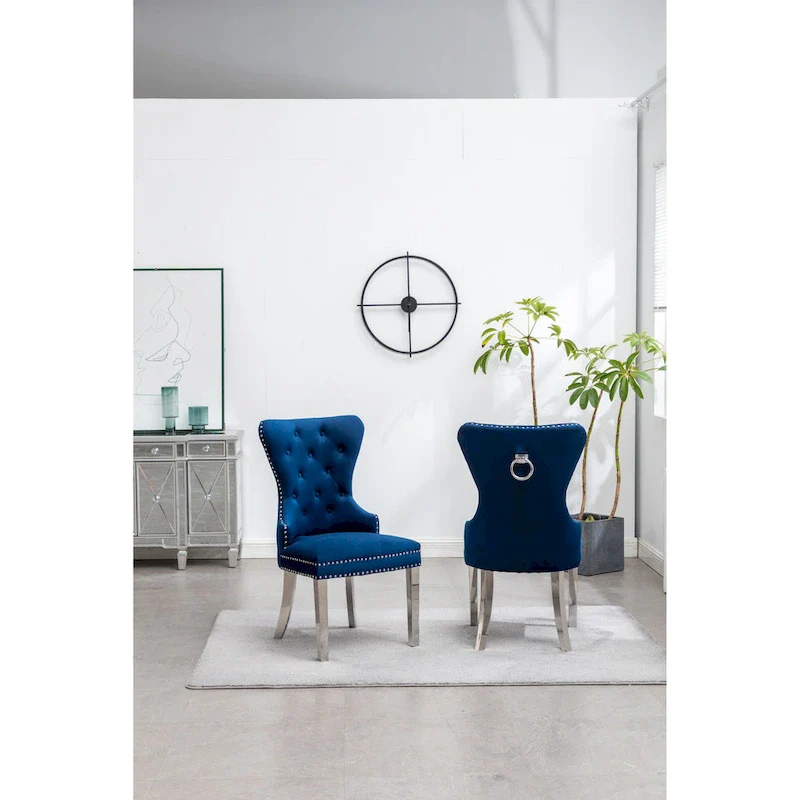 Roundhill Furniture Montura Tufted Velvet Chair (Set of 2)