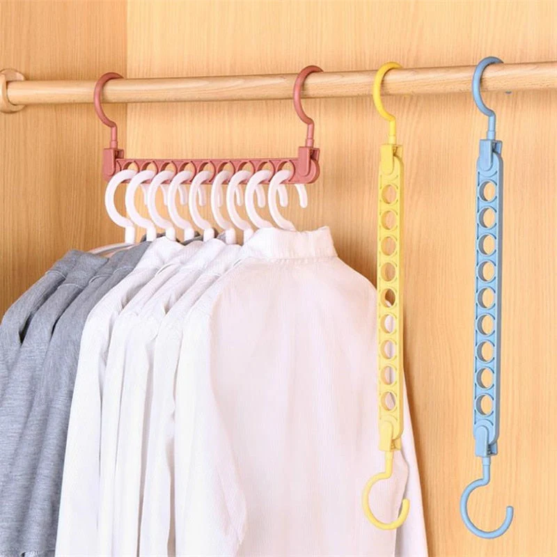 HULIANFU Magic 9-hole Support Circle Clothes Hanger Clothes Drying Rack Multifunction Plastic clothes rack Home Storage Hangers - Deanwangkt