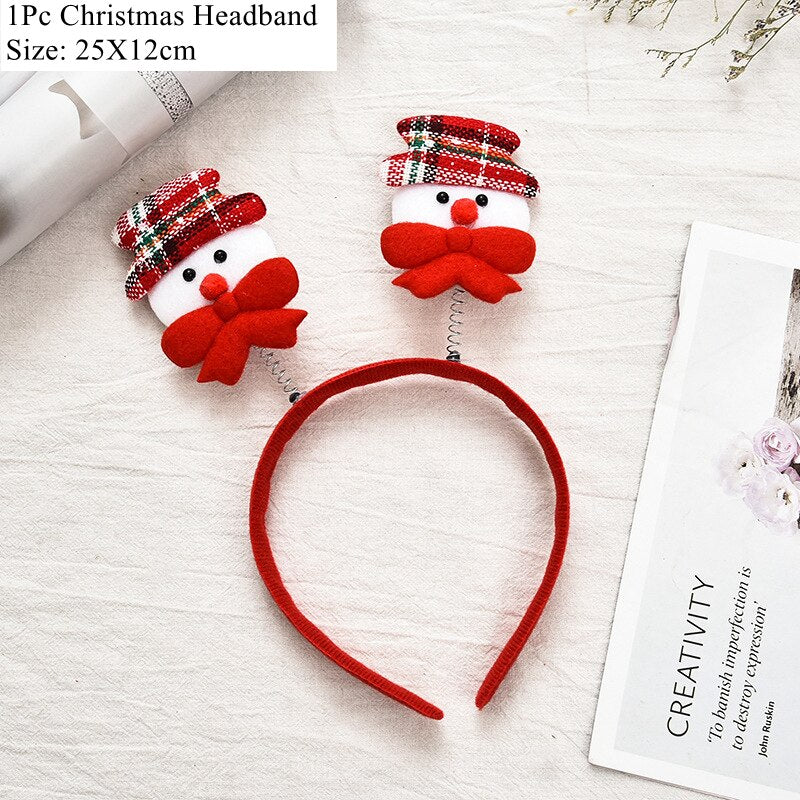HULIANFU 2026  LuanQI Christmas Headbands for Children Adult Hair Band Red Christmas Santa Claus Snowman Antlers Headband Xmas Decoration Gifts - Deanwangkt