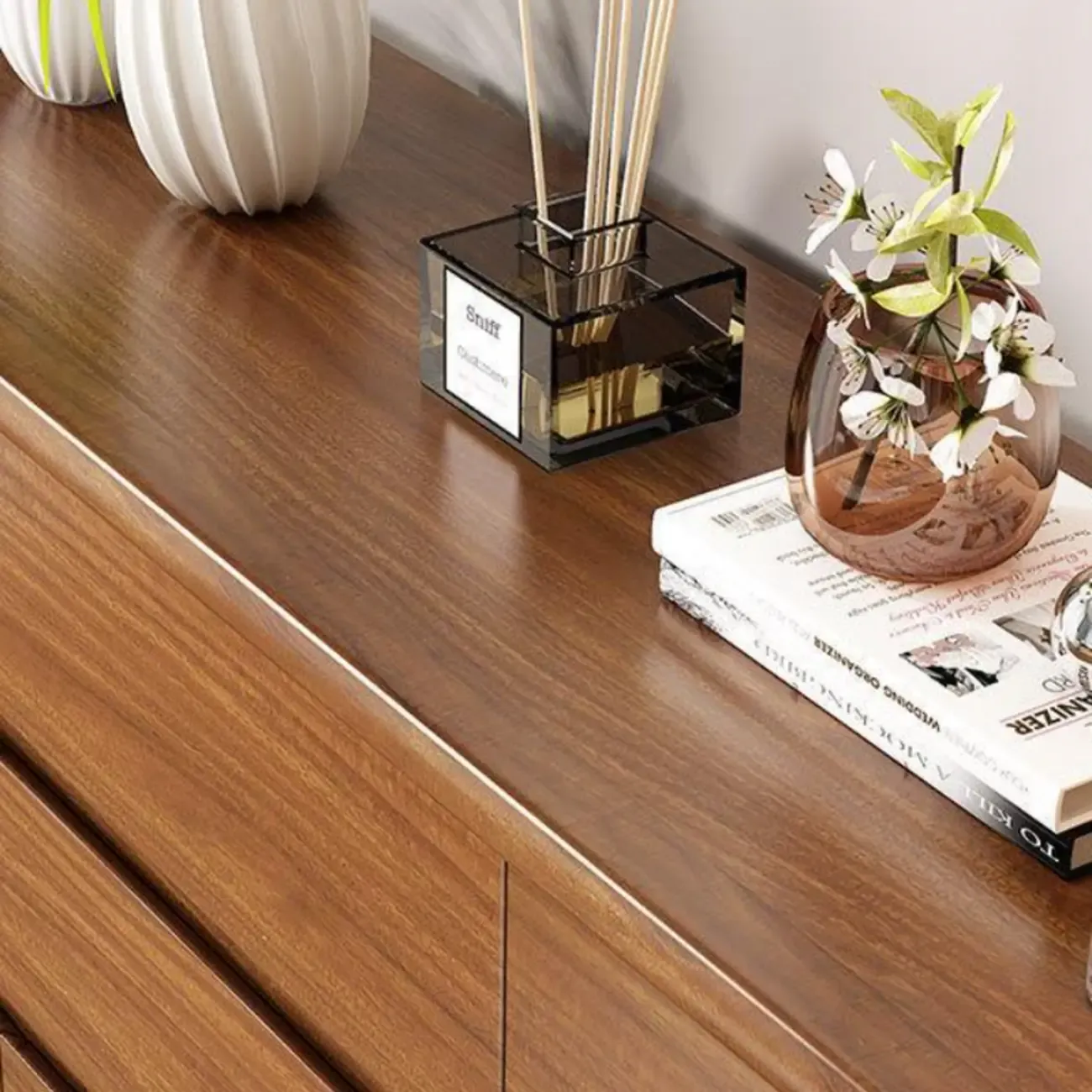 Elegant Large Brown White Wood Bedroom Chests with 9 Drawer