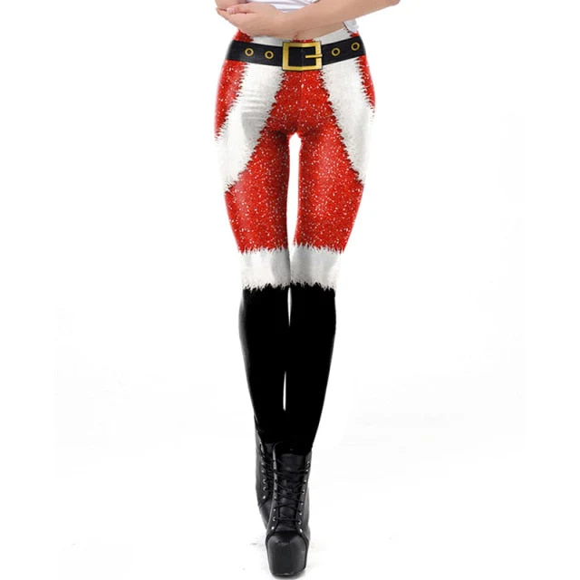 Women Leggings Fashion 3D Digital Printing Christmas Leggings Funny Sexy Printed Elastic Christmas Skinny Leggings Gothic - Deanwangkt