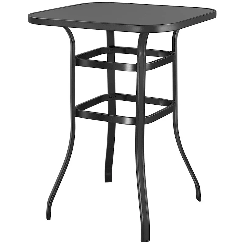 Yaheetech Patio Bistro Table with Tempered Glass, Iron Frame