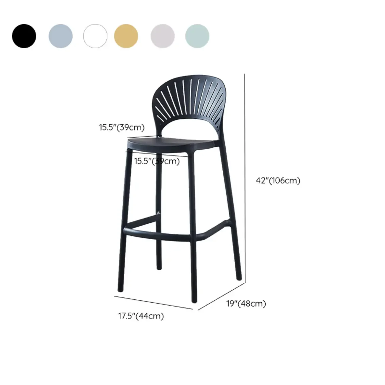 Modern Saddle Plastic Stackable Low Back Bar Height Stools
