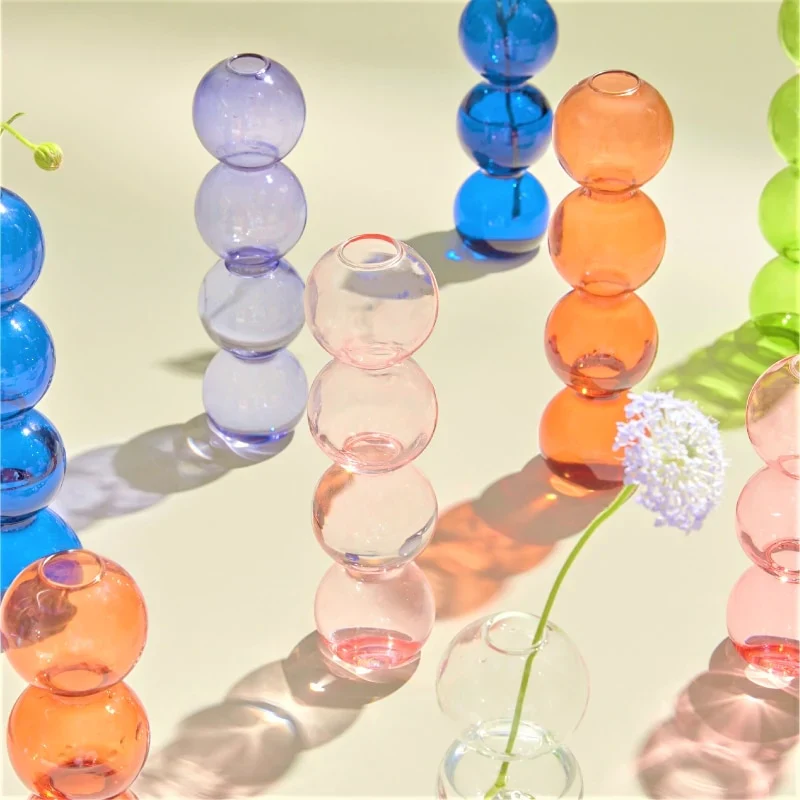 HULIANFU Nordic Creative Glass Bubble Vase Flower Arrangement Spherical Art Flower Ornaments Vases Decoration Home Birthday Gift - Deanwangkt