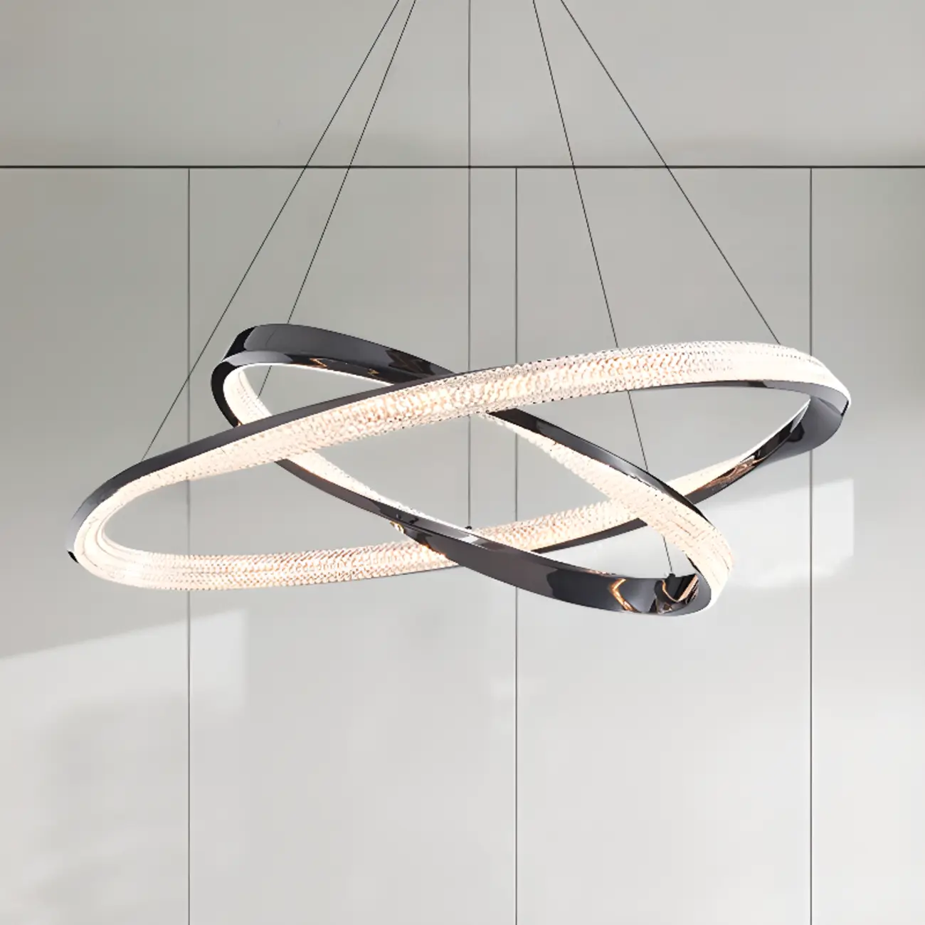 Modern LED Stylish Metal Black Circle Ring Chandelier
