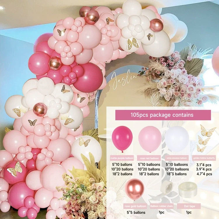 HULIANFU Macaron Pink Balloon Garland Arch Kit Wedding Birthday Party Decoration Kids Globos Rose Gold Confetti Latex Ballon Baby Shower - Deanwangkt