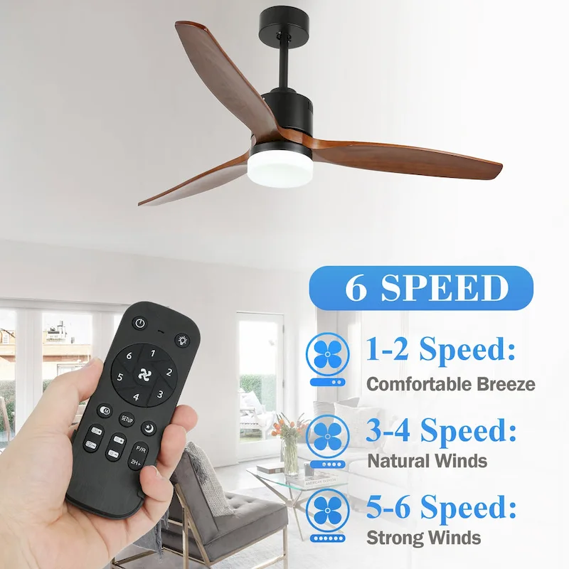 Bella Depot 52  Wood Reversible LED Ceiling Fan with Dimmable Light and Remote Control - 52 inches