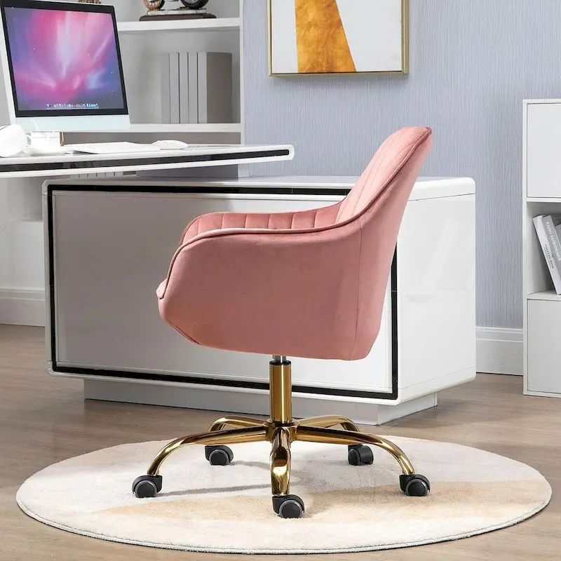 Modern Velvet 360 Degree Swivel Office Chair with Gold Base