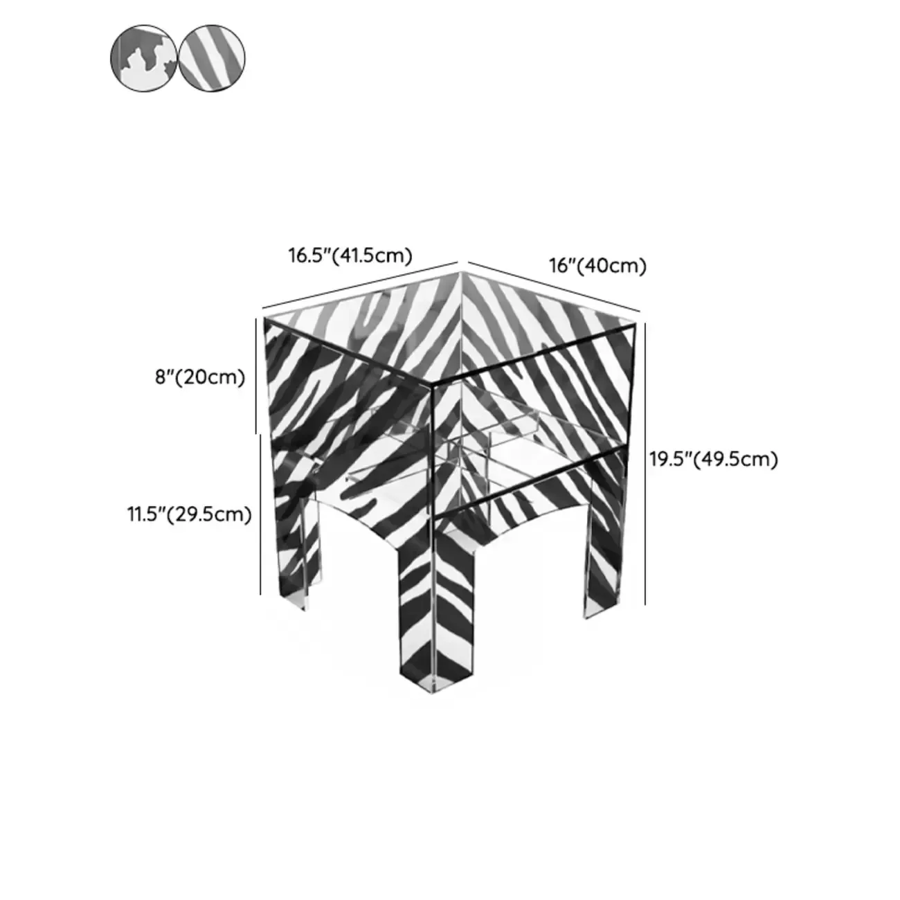 Modern Small Acrylic Nightstand with Drawer