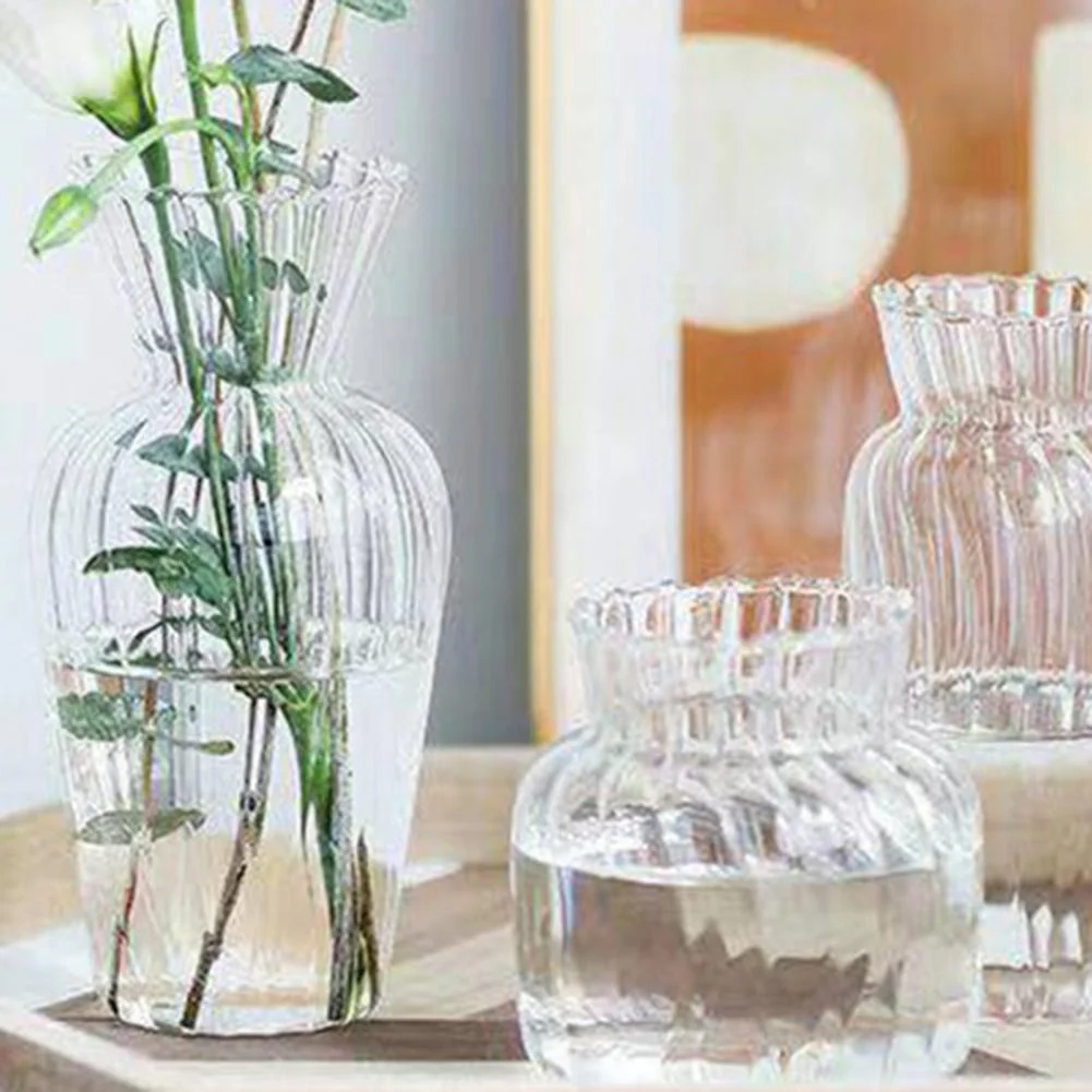 HULIANFU Simple Transparent Glass Small Vase Nordic Decoration Living Room Flower Home Vases For Flowers Aromatherapy Bottle - Deanwangkt