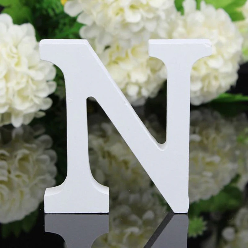 HULIANFU White Wood Letter Alphabet DIY Personalised Name Design Art Crafts Free Standing Xmas Birthday Wedding Party Home Decoration - Deanwangkt