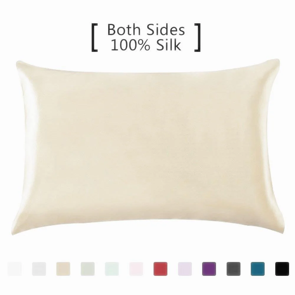 HULIANFU Silk Pillowcase Hair Skin, 19 Momme 100% Pure Natural Mulberry Silk Pillowcase Standard Size, Pillow Cases Cover Hidd - Deanwangkt