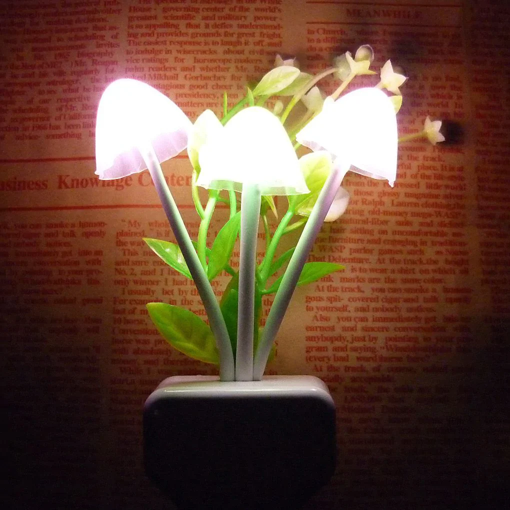 HULIANFU Novelty Night Light US Plug Induction Dream Mushroom Fungus Luminaria Lamp 220V 3 LED Mushroom Lamp led night lights - Deanwangkt