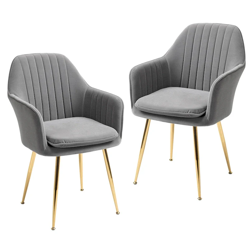 AVAWING Accent Arm Chairs Set of 2 Upholstered Velvet Dining Chairs
