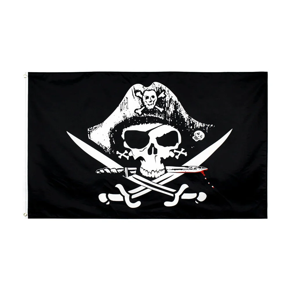 HULIANFU   Yehoy hangiing 90x150cm Skull and Cross Crossbones Sabres Swords Jolly Roger pirate Dead Man  Chest Flags - Deanwangkt
