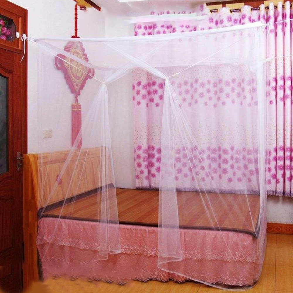 HULIANFU White Camping Mosquito Net Travel Repellent Tent Indoor Outdoor Insect Tent  4 Corner Post Canopy Hanging Bed With Storage Bag - Deanwangkt