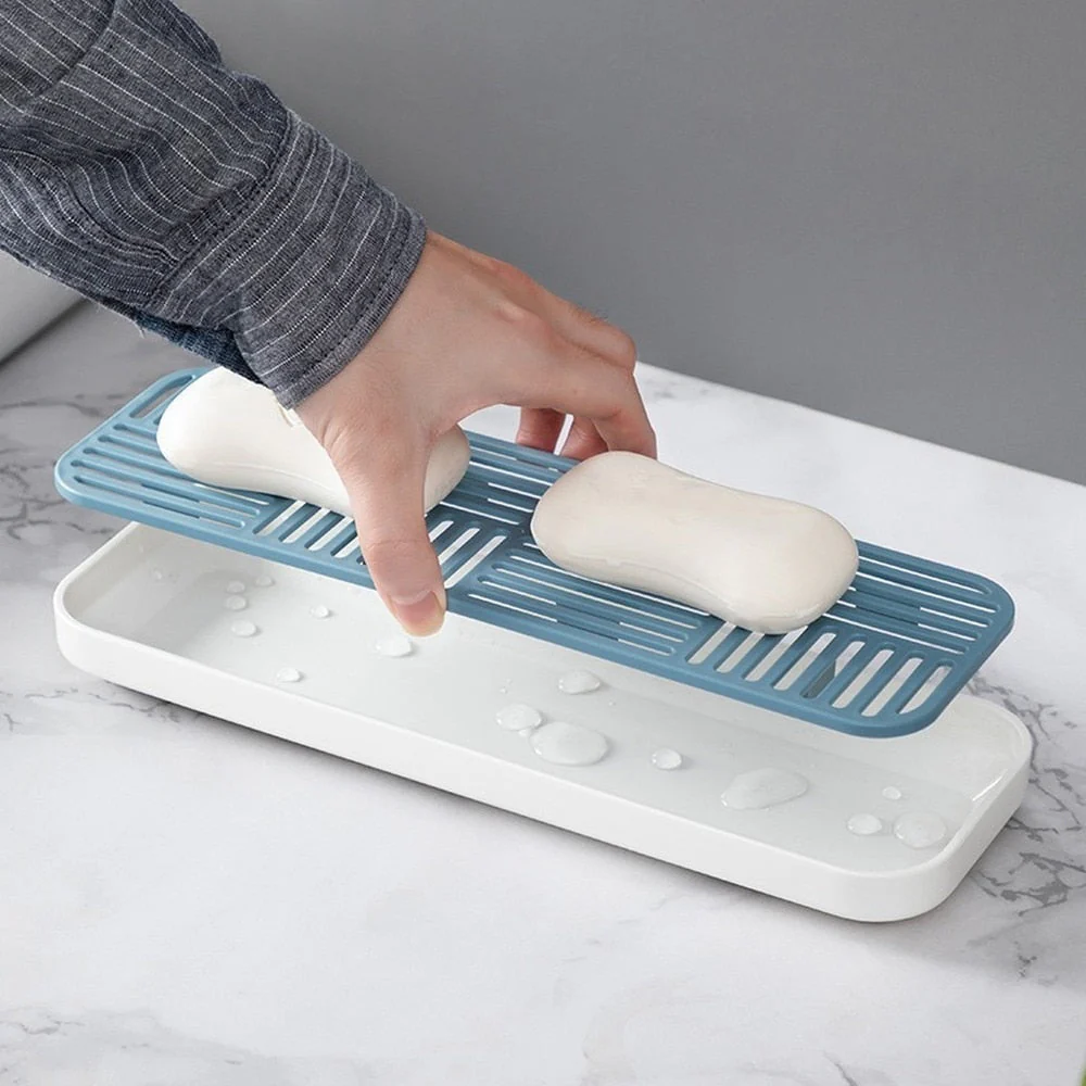 HULIANFU Sink Soap Organzier Rack Plastic Bathroom Storage Trays Sponge Holder Tableware Drain Storage Dish Kitchen Storage Accessories - Deanwangkt