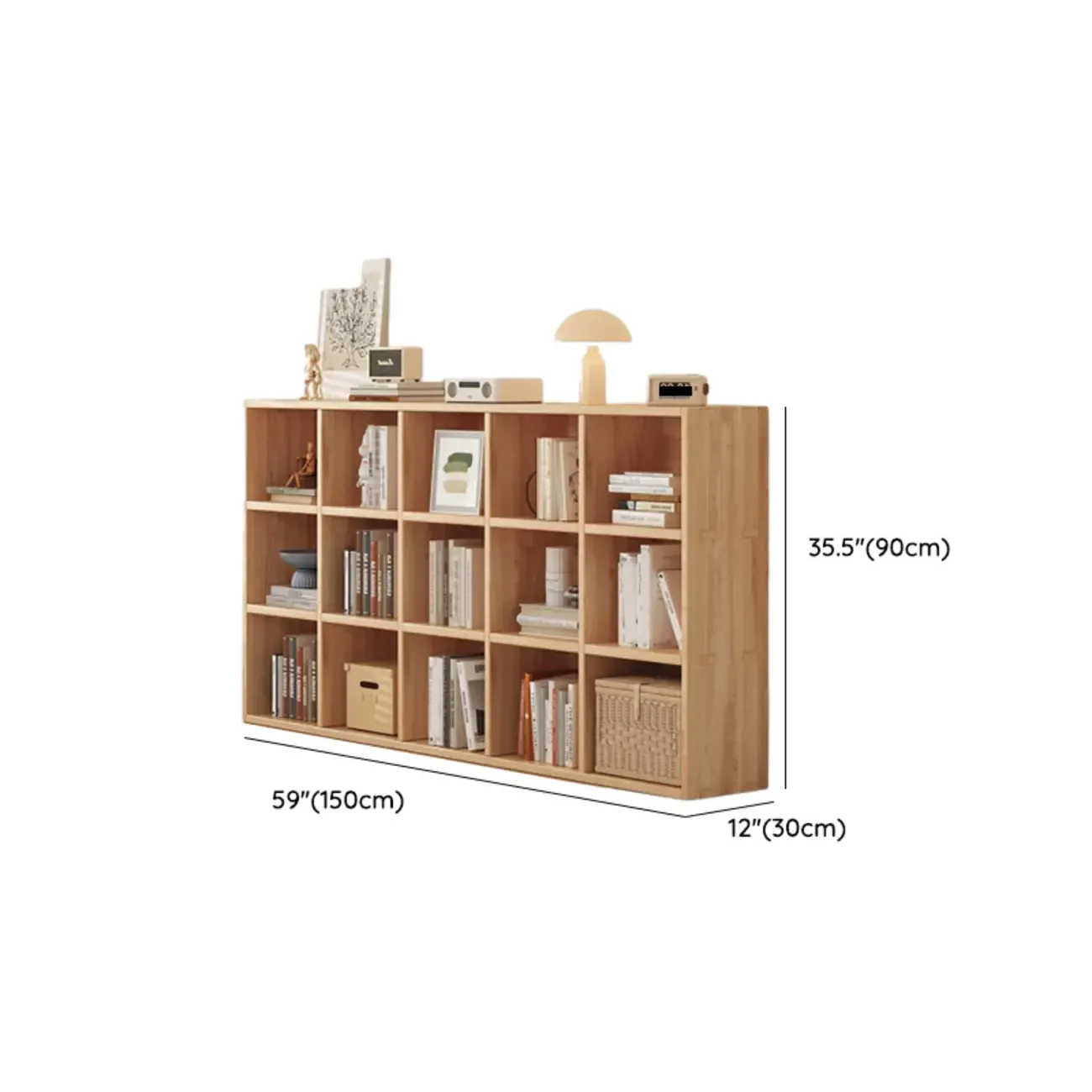 Modern Modular Rectangular Lateral Pine Wood Bookcase