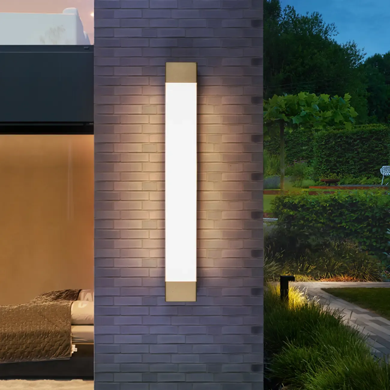 Third Gear Dimming Polymer Shade Outdoor Steel Wall Sconce