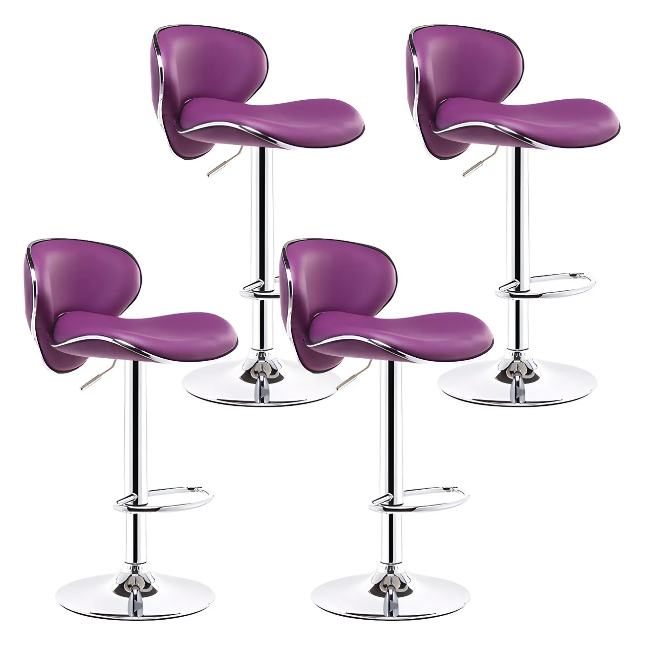 360° Swivel Faux Leather Bar Stools Adjustable Height Bucket Seat