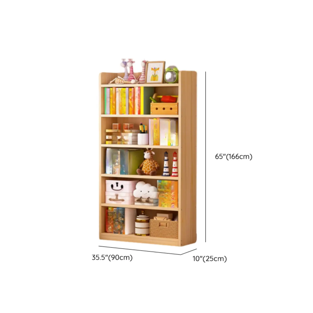 Solid Wood 5-Tier Display Open Shelving Unit Bookcase