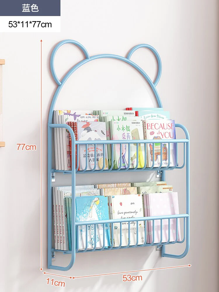 HULIANFU Simple Metal Bookshelf Iron Art Furniture Children  Picture Books Storage Rack Save Space Wall Hanging Shelf Bookcase Bedroom - Deanwangkt