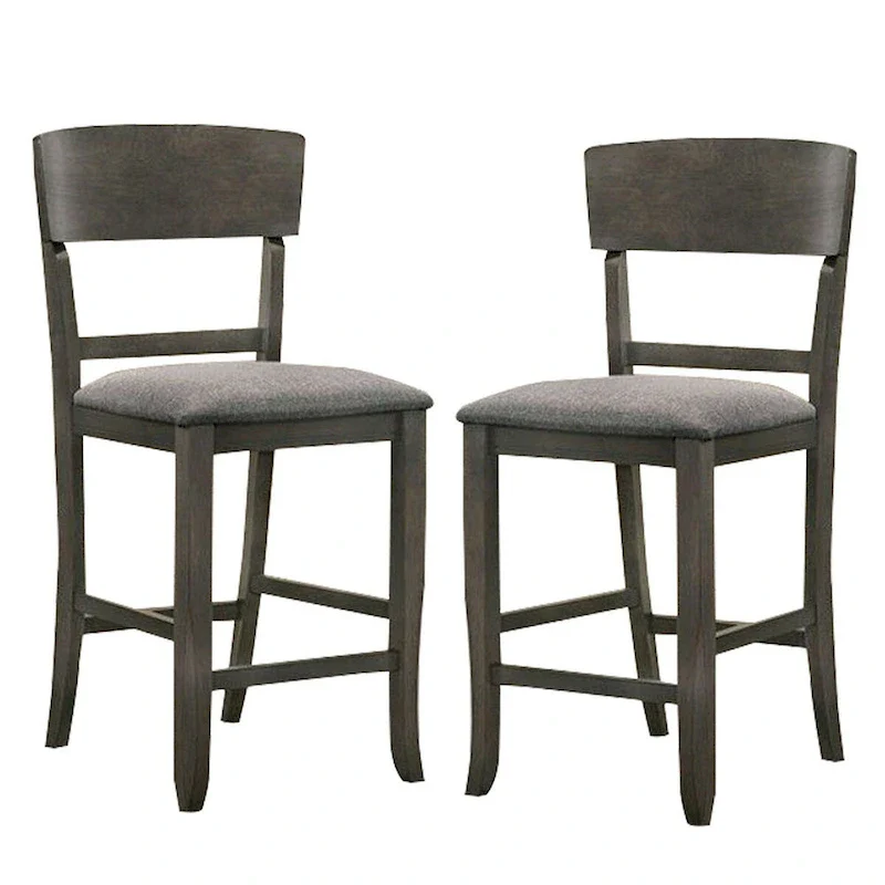 Wooden Counter Height Chair with Curved Back, Set of 2 - 18.5 L x 20.5 W x 40 H