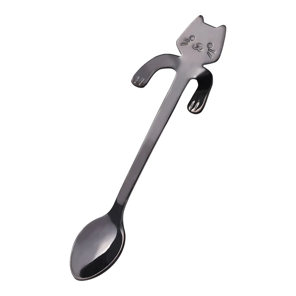 HULIANFU Stainless Steel Coffee Spoon Lovely Cute Cat Shape Teaspoon Dessert Snack Scoop Ice Cream Mini Spoons Tableware Kitchen Tools - Deanwangkt
