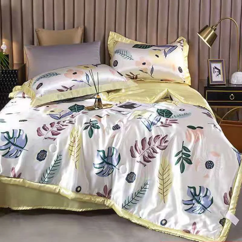 HULIANFU Summer Blanket Ice Silk Quilt Cool Feeling Nap Knee Air Conditioning Quilt Adult Children Washable Bedding - Deanwangkt